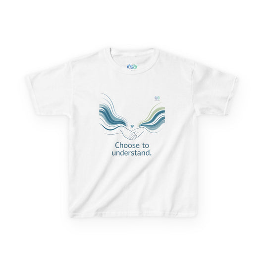 Kids Unisex Tee — “Choose to Understand” Wave Graphic | Soft Blue-Teal Awareness Design by Sensory Rise