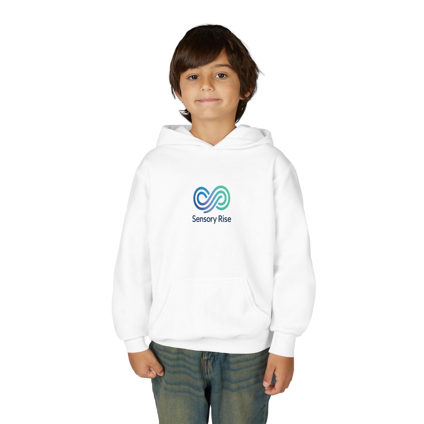 Kids Unisex Hoodie — “Choose to Understand” Wave Graphic | Soft Blue-Teal Empathy Design by Sensory Rise