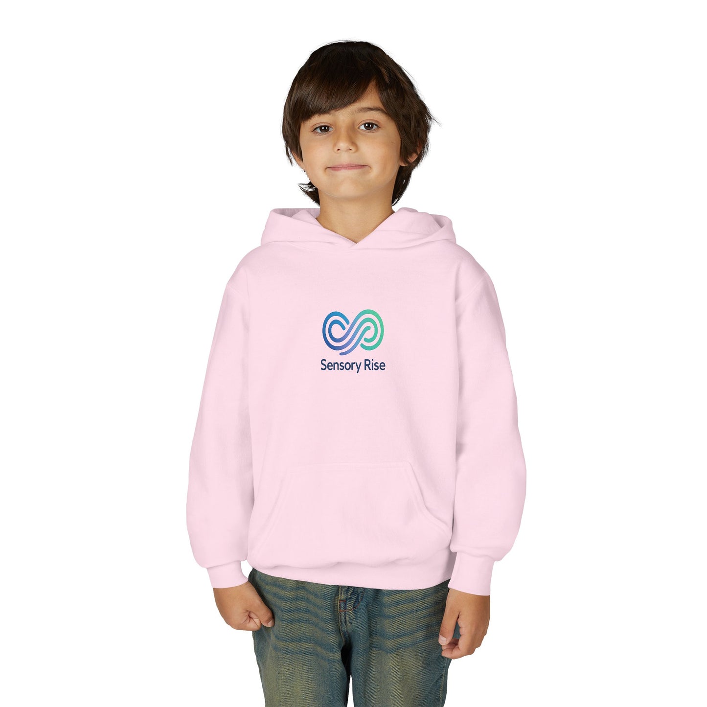 Kids Unisex Hoodie — “Choose to Understand” Wave Graphic | Soft Blue-Teal Empathy Design by Sensory Rise