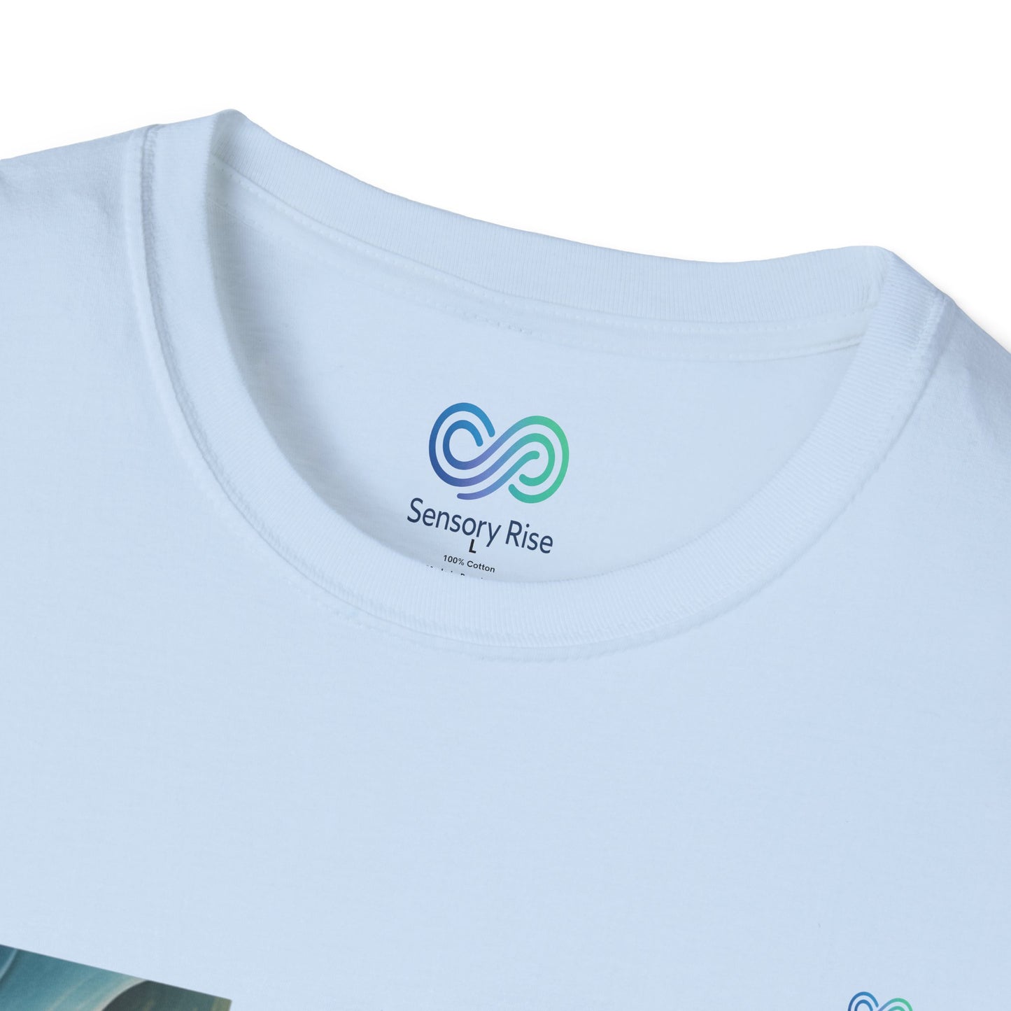 Adult Unisex Tee — “Choose to Understand” Wave Graphic | Soft Blue-Teal Awareness Design by Sensory Rise