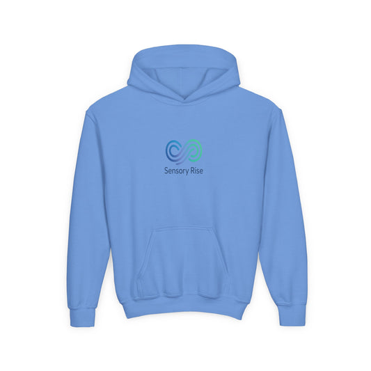 Kids Unisex Hoodie — “Choose to Understand” Wave Graphic | Soft Blue-Teal Empathy Design by Sensory Rise