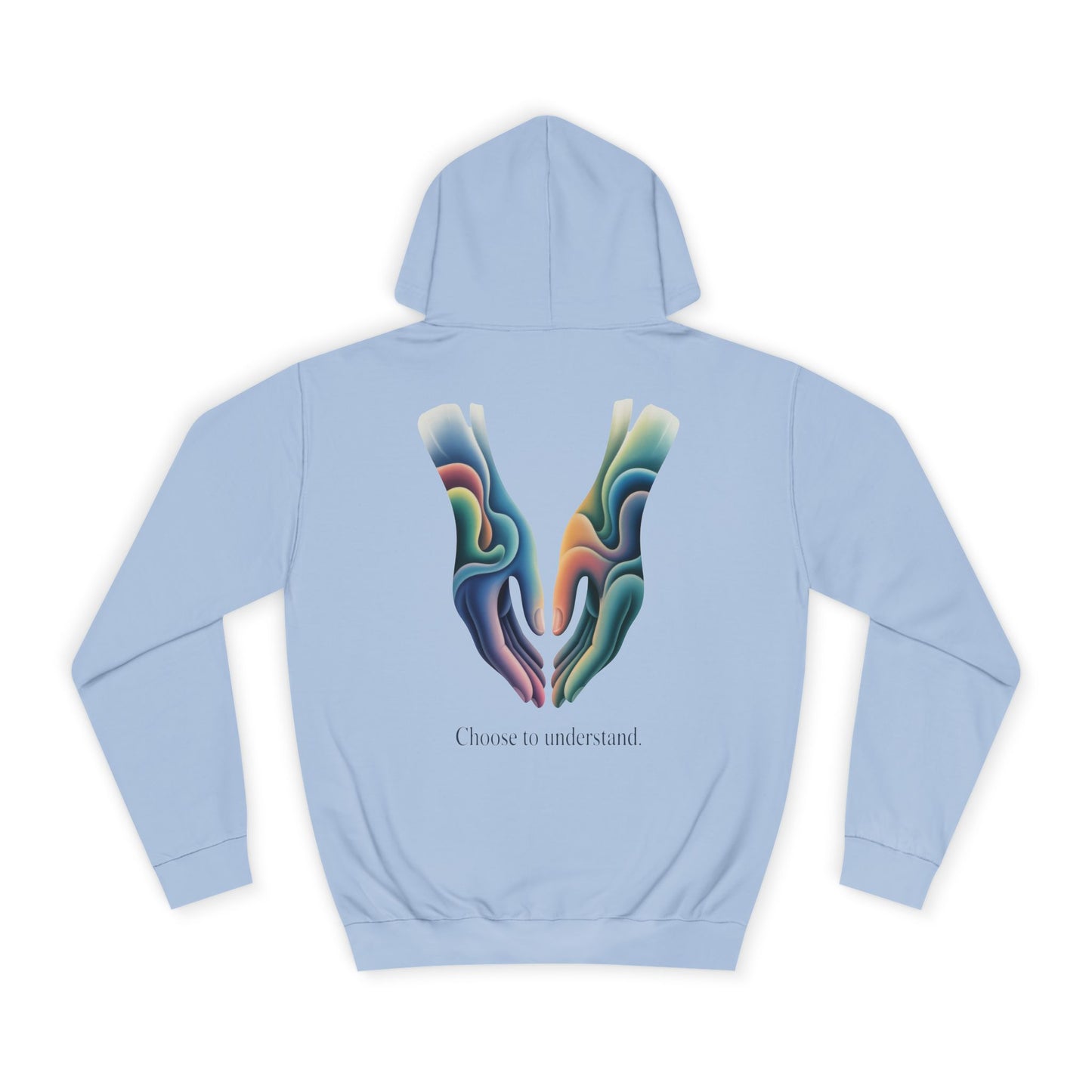 Adult Unisex Hoodie — “Choose to Understand” Wave Graphic | Soft Blue-Teal Awareness Design by Sensory Rise