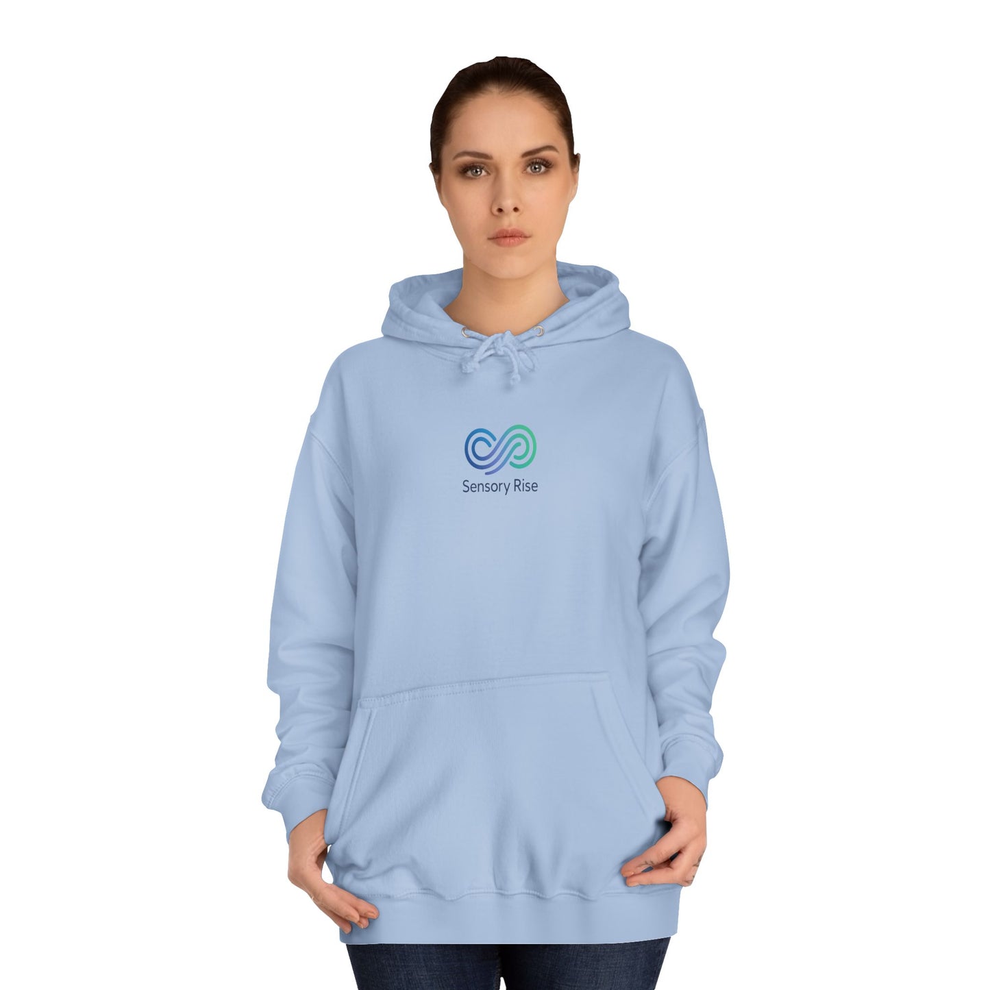 Adult Unisex Hoodie — “Choose to Understand” Wave Graphic | Soft Blue-Teal Awareness Design by Sensory Rise